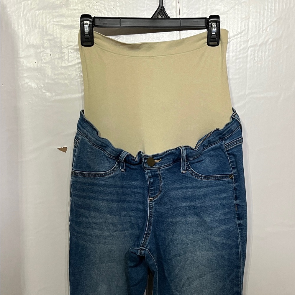 a:glow High Rise Blue Jeans with Cream Waistband